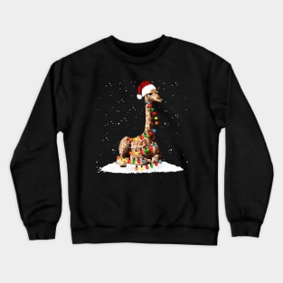 Giraffe Wearing Santa Hat Xmas Lights Merry Christmas Crewneck Sweatshirt